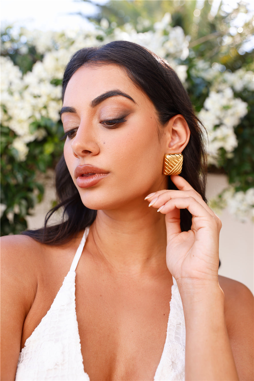 Nyra Cushion Earrings 18K Gold Plated