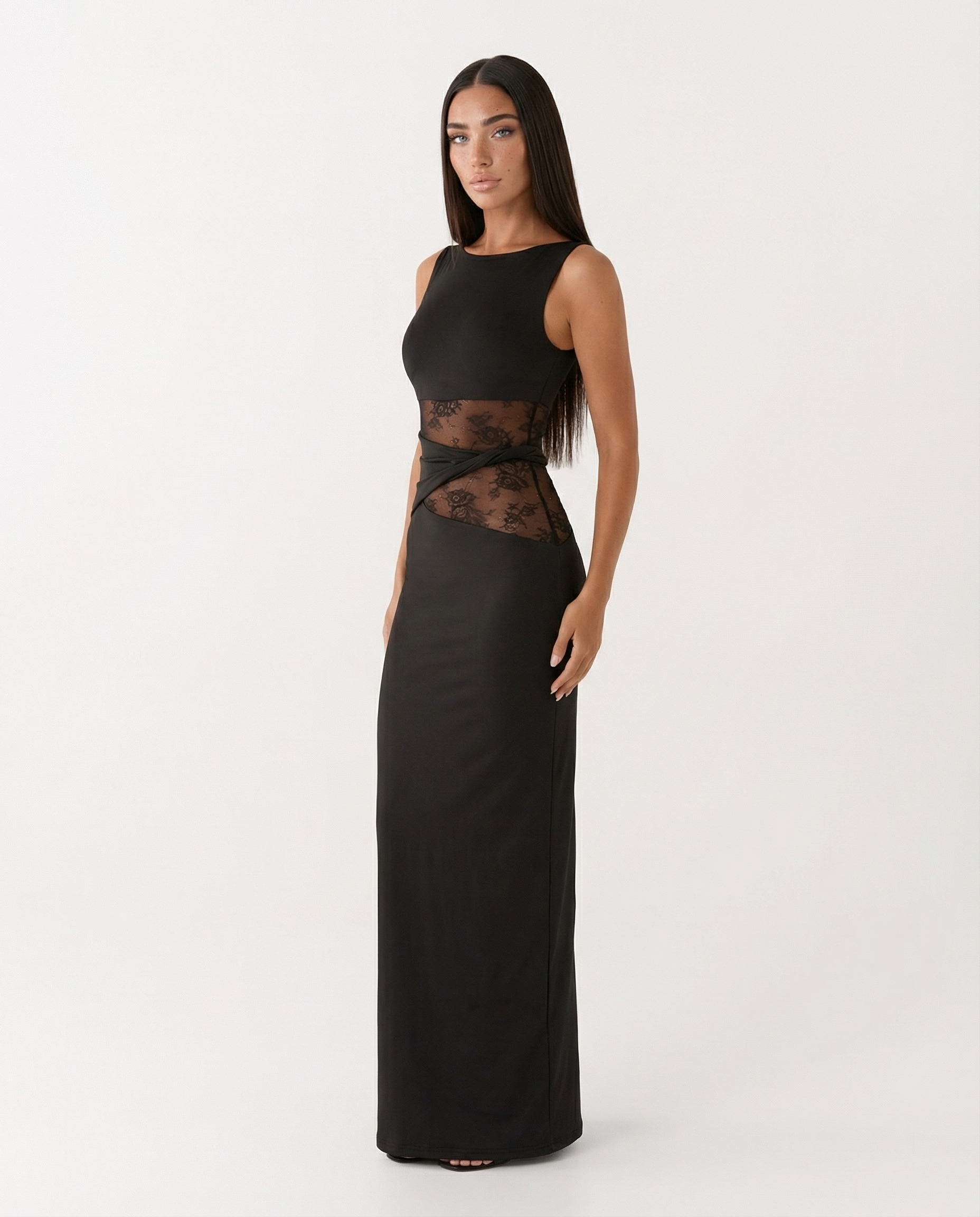 Robe longue Illusion de dentelle