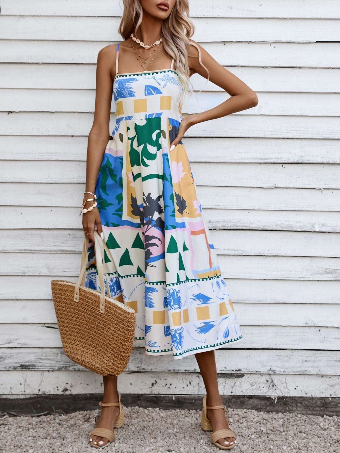 Calista Patchwork Midi Dress