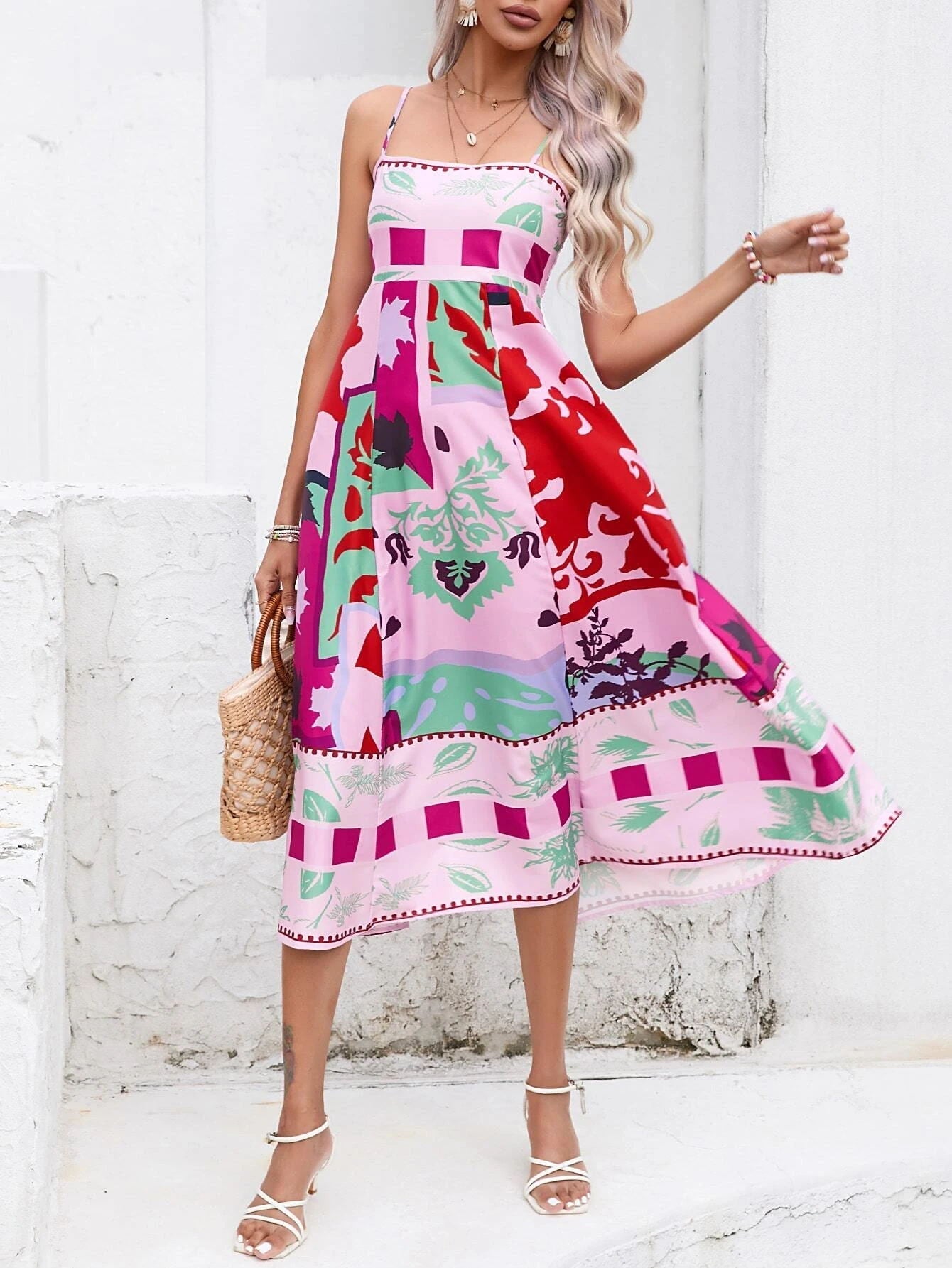 Calista Patchwork Midi Dress