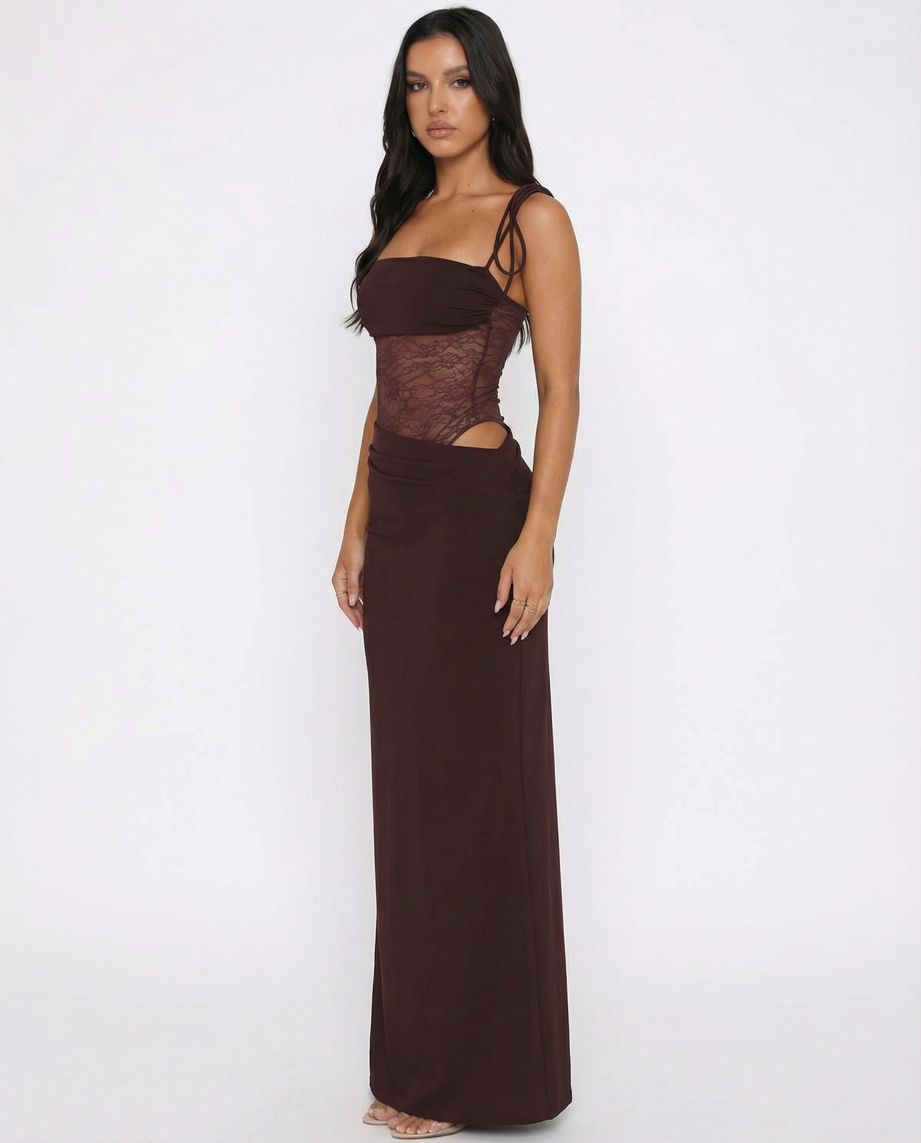 Lace Panel Maxi Dress