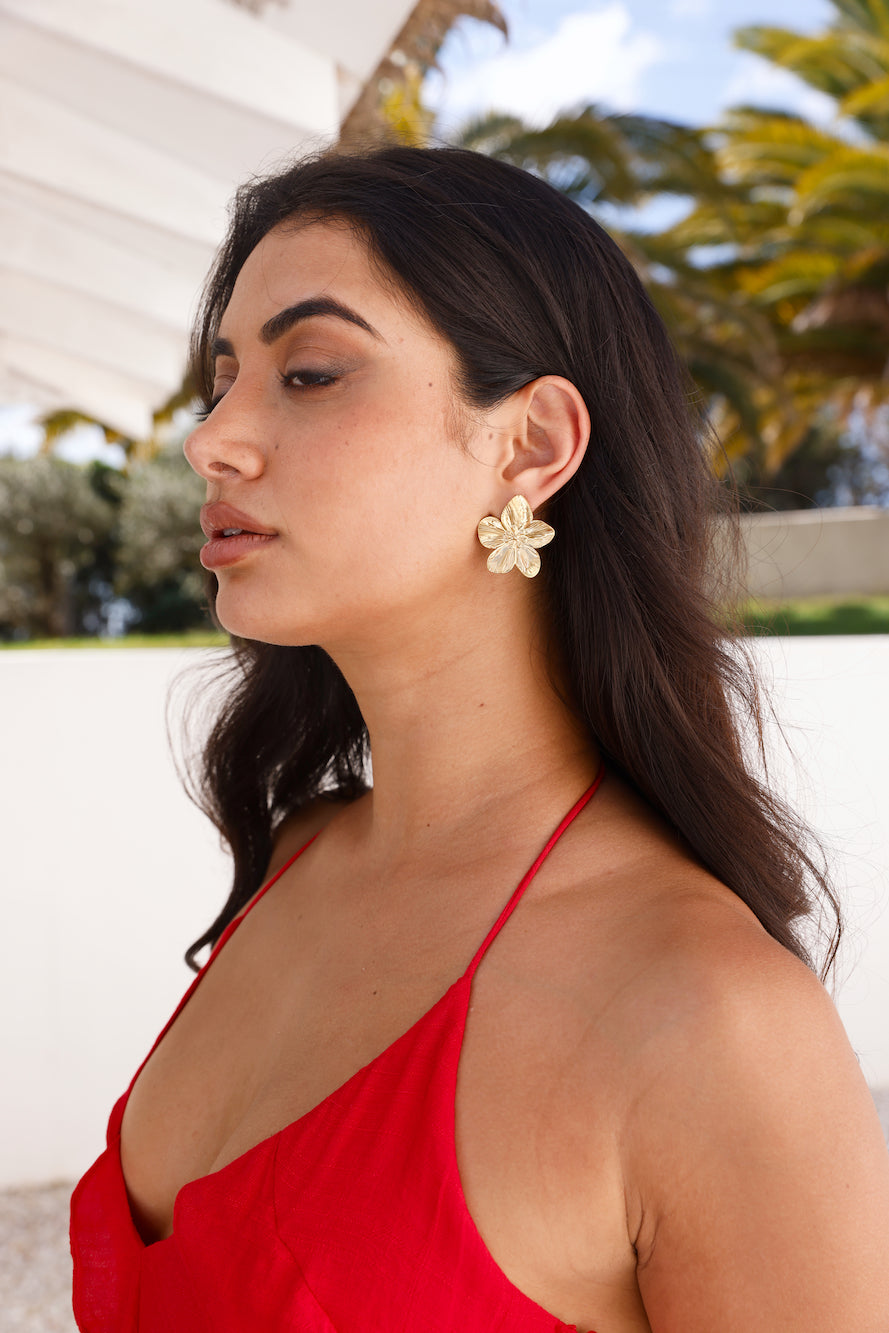 Isira Fave Flower Earrings 18K Gold Plated