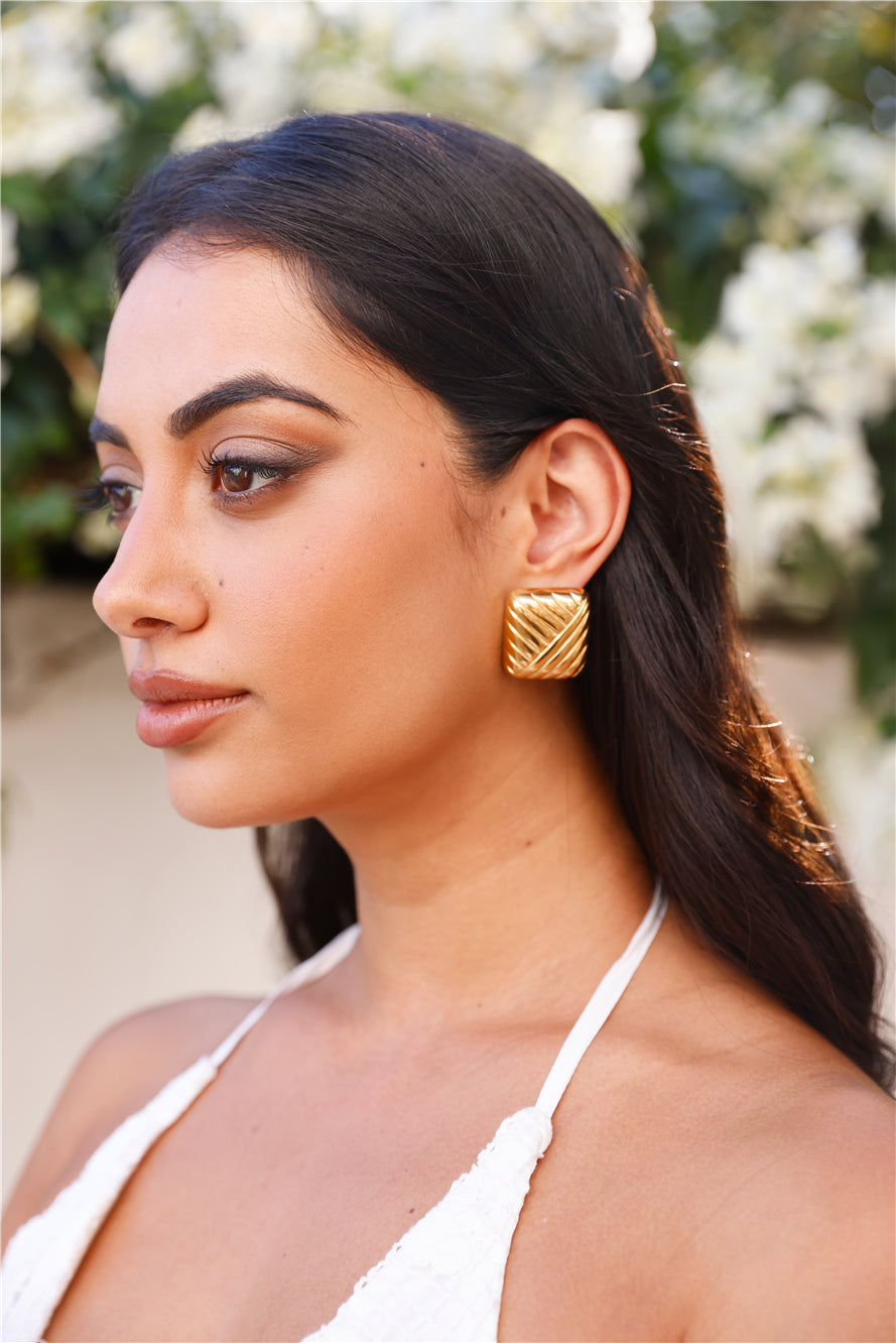 Nyra Cushion Earrings 18K Gold Plated