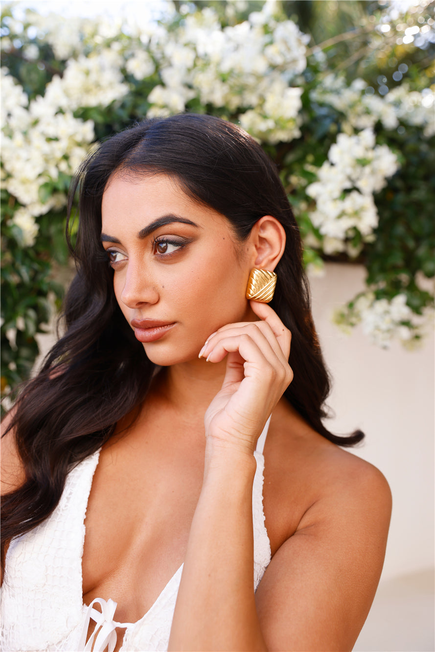 Nyra Cushion Earrings 18K Gold Plated