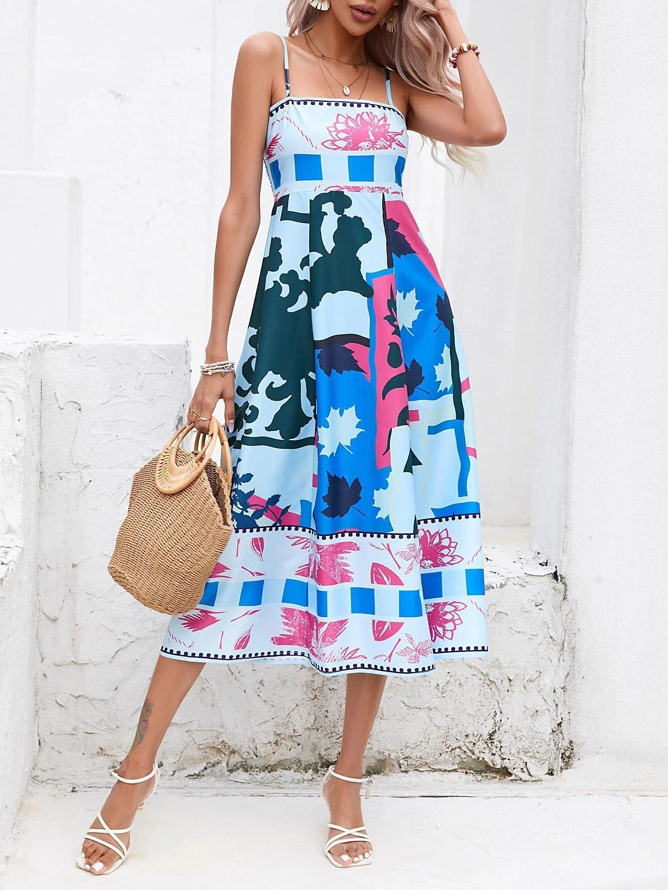 Calista Patchwork Midi Dress