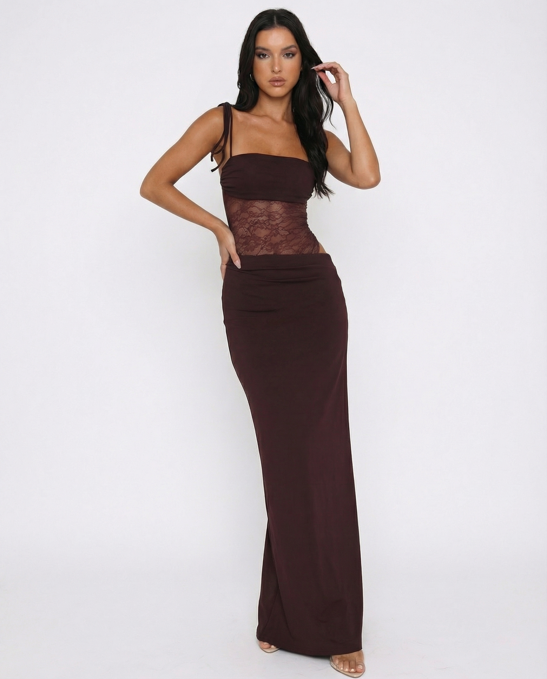 Lace Panel Maxi Dress
