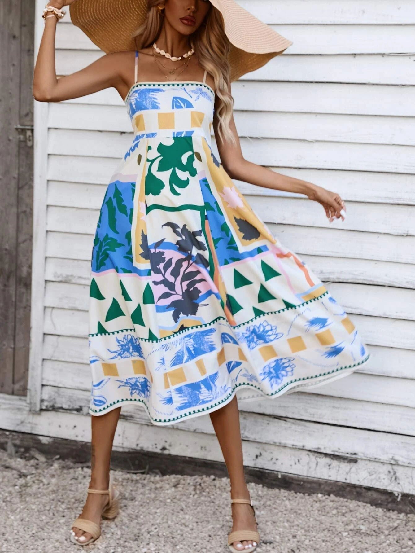 Calista Patchwork Midi Dress