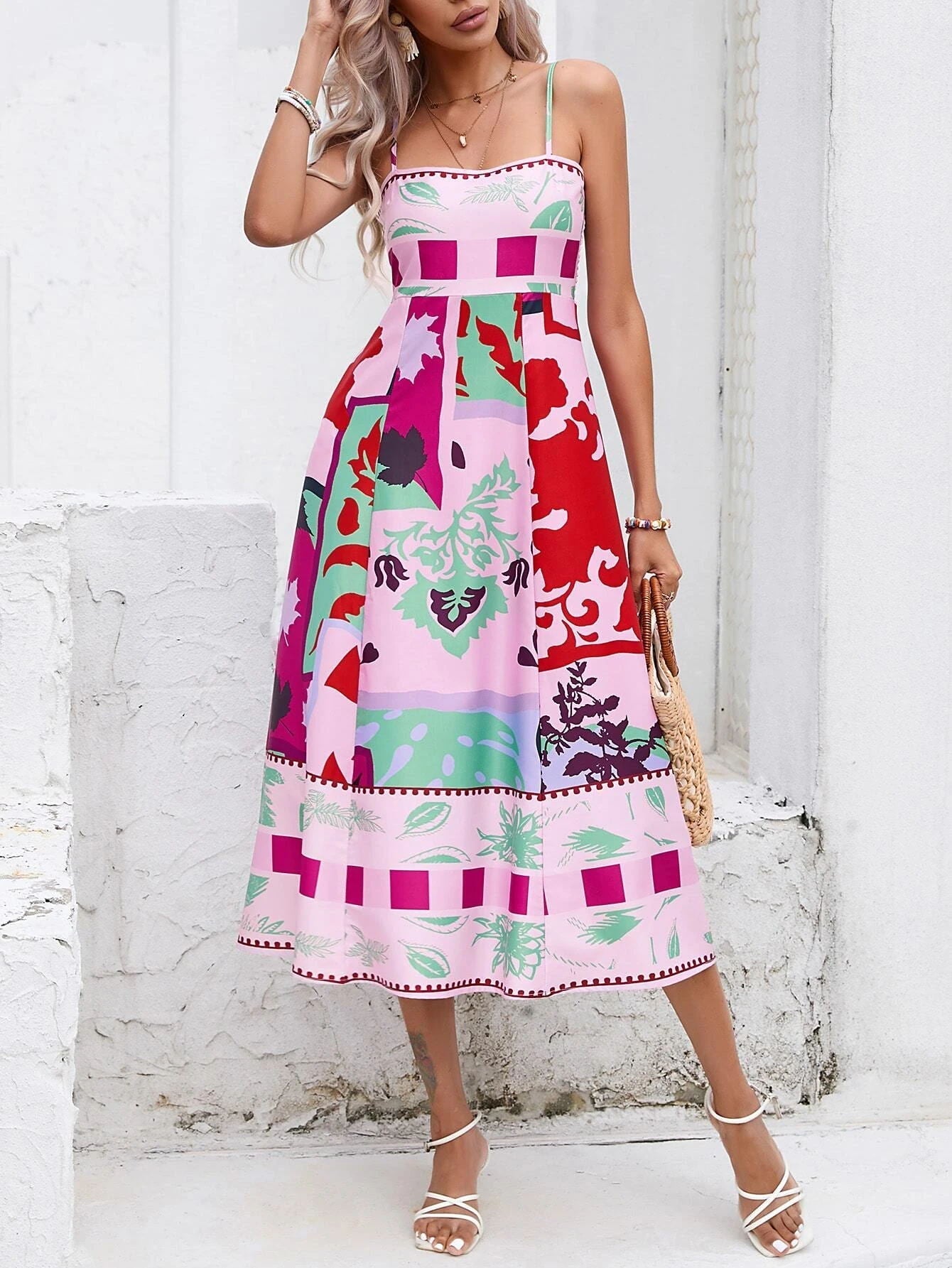 Calista Patchwork Midi Dress