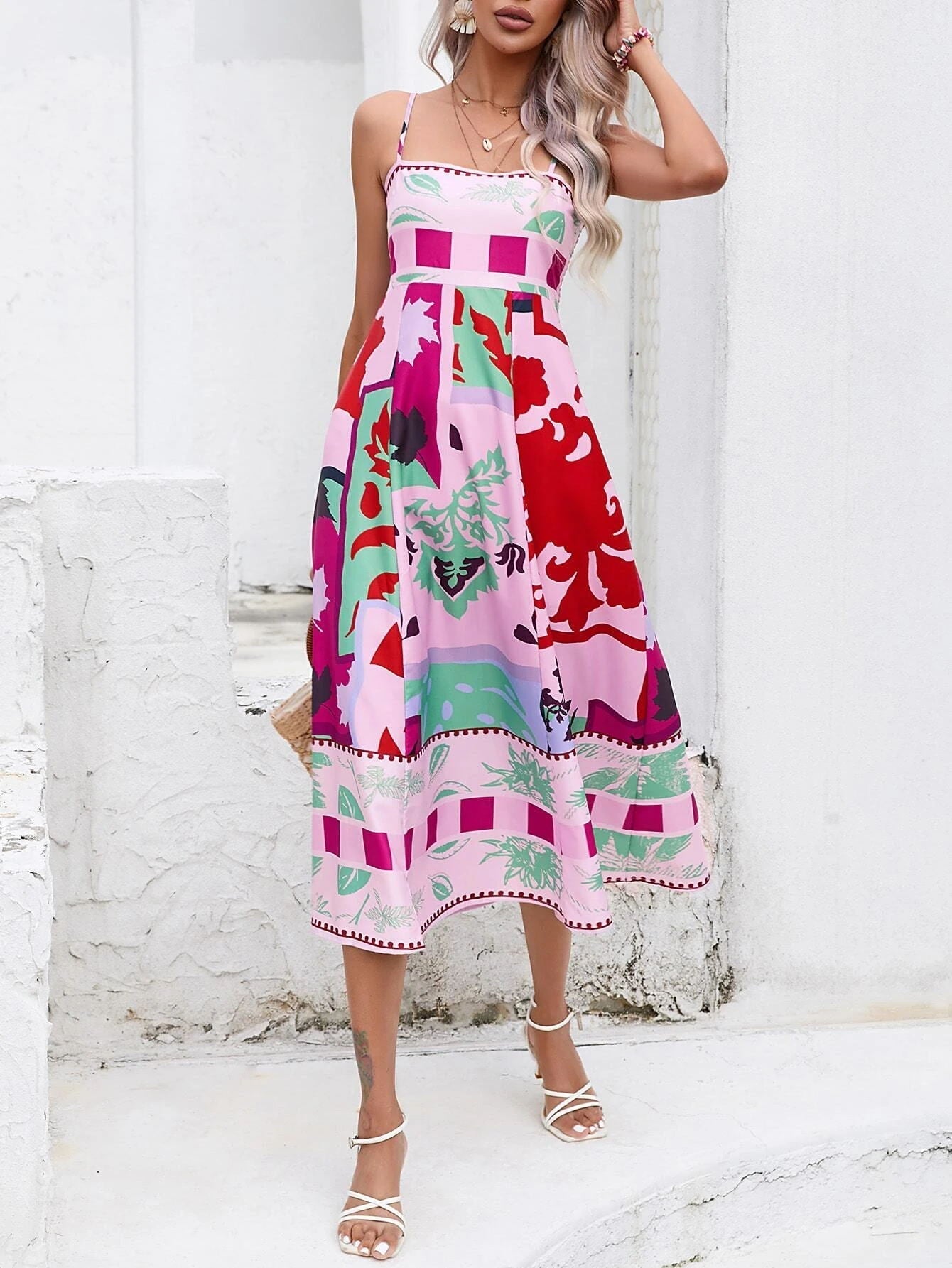 Calista Patchwork Midi Dress