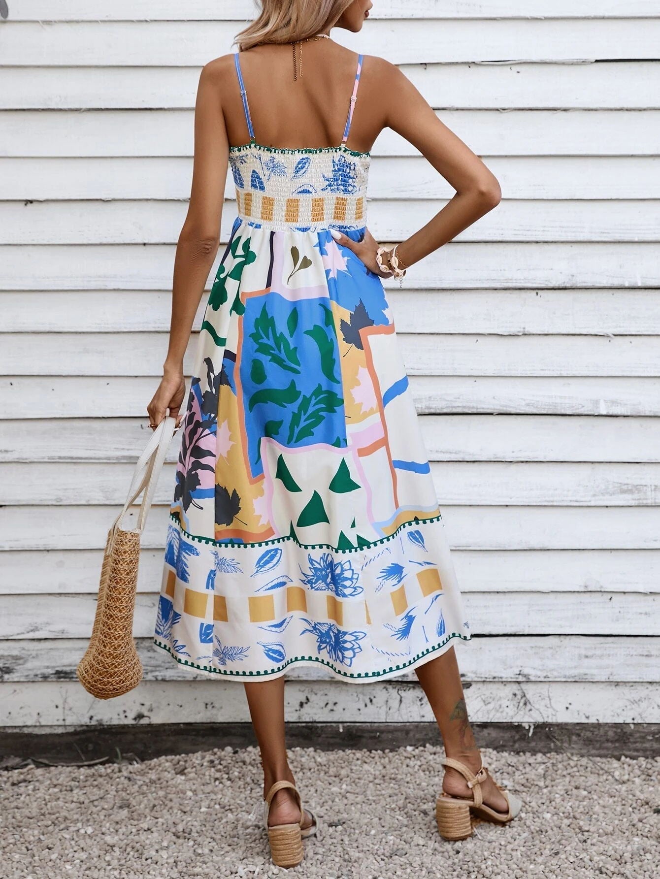 Calista Patchwork Midi Dress
