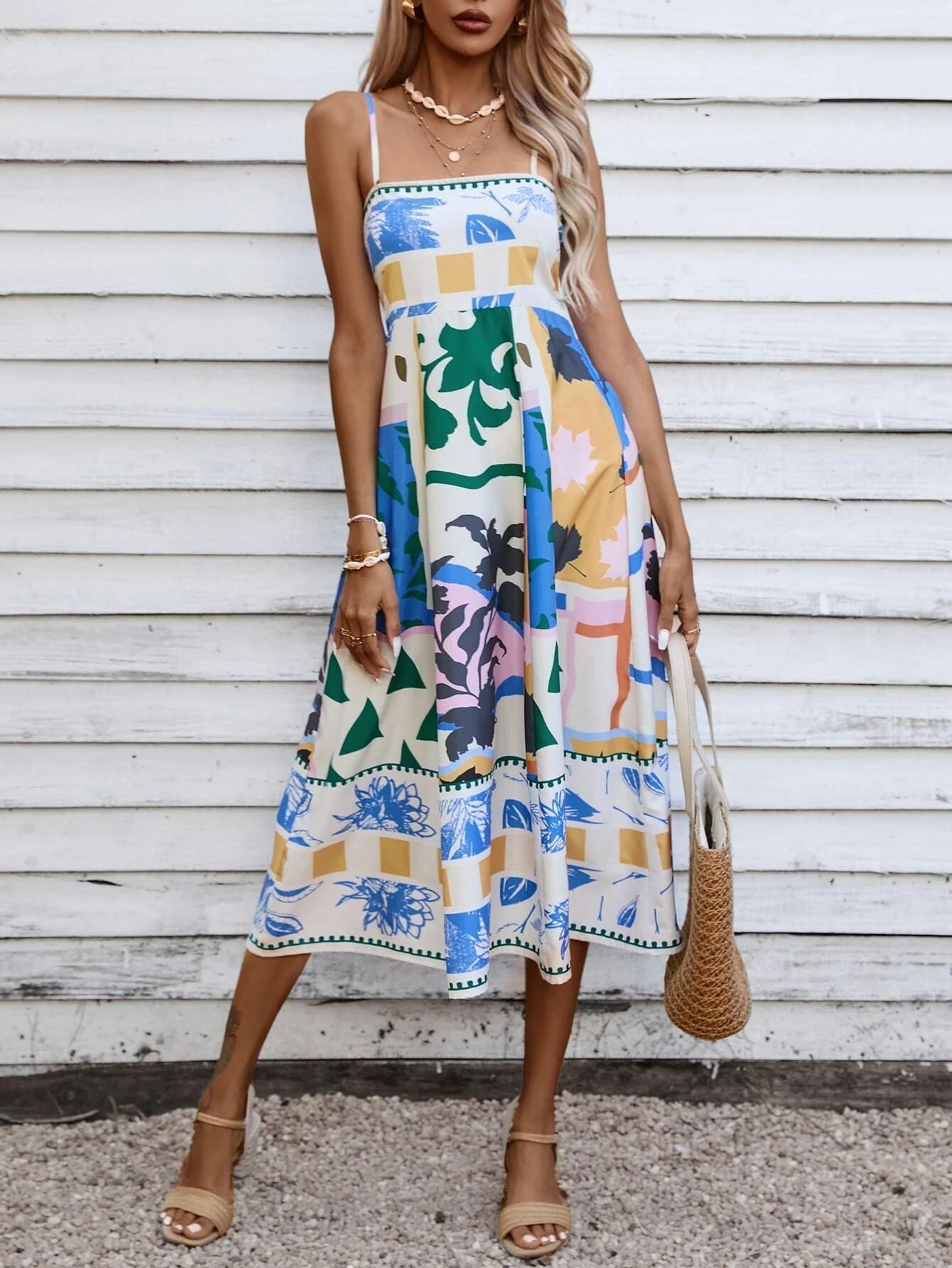 Calista Patchwork Midi Dress