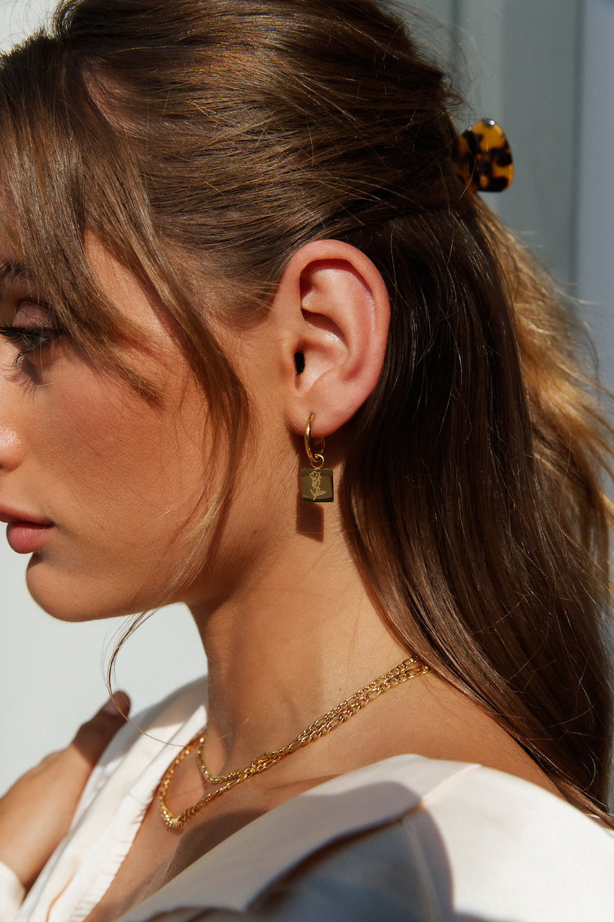 Virelle Crimson Heart Earrings 18K Gold Plated