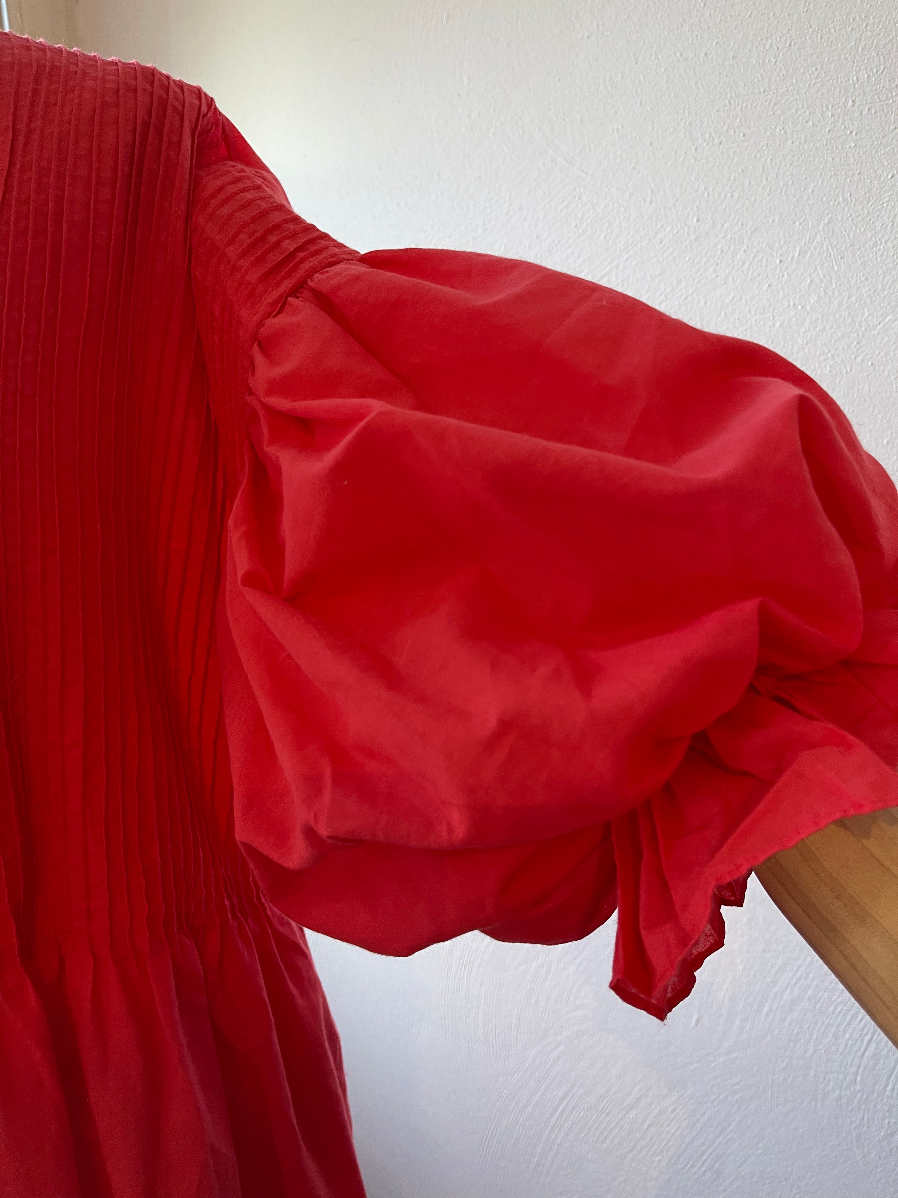 Phoebe Red Cotton Midi Dress