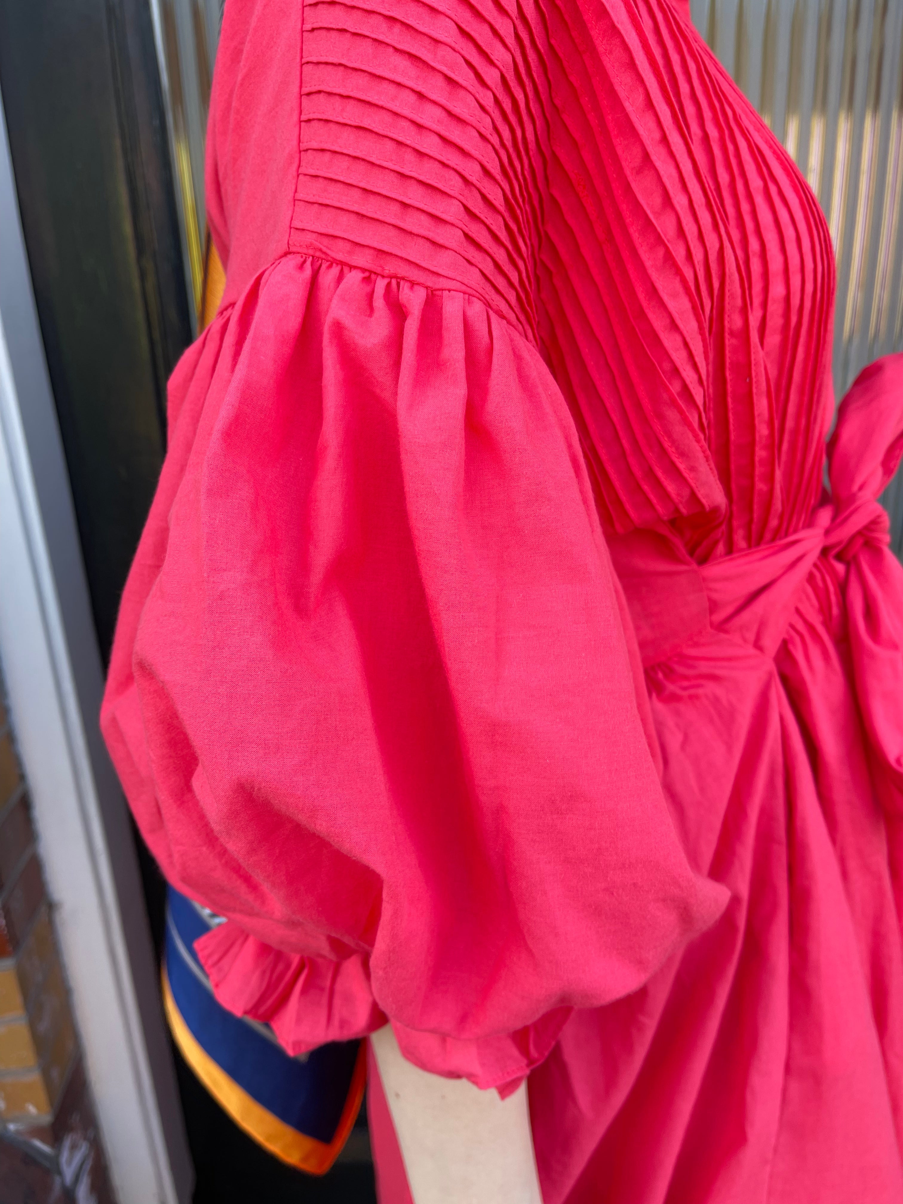 Phoebe Red Cotton Midi Dress