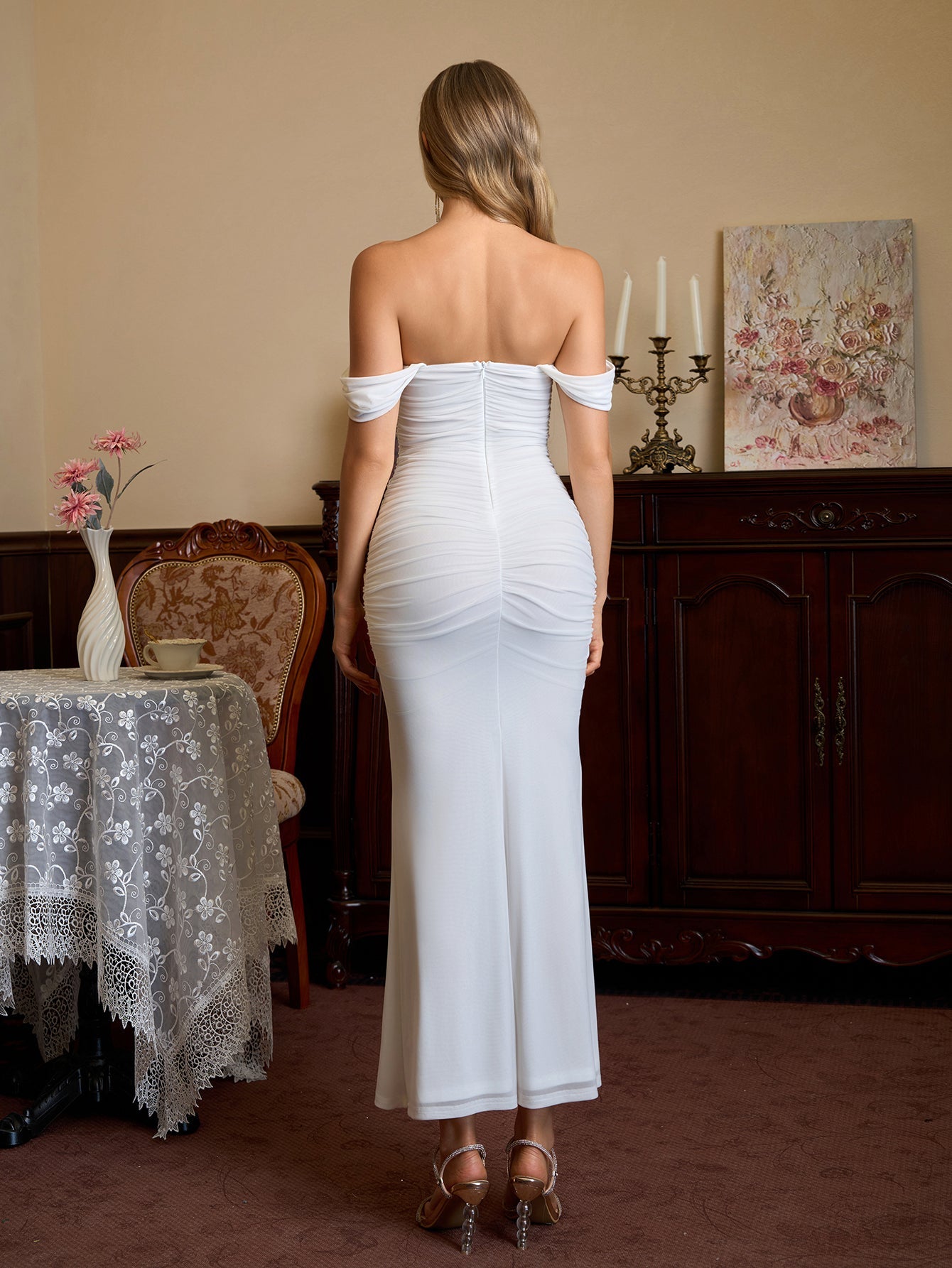 Alina Off-Shoulder Ruched Bodycon Dress
