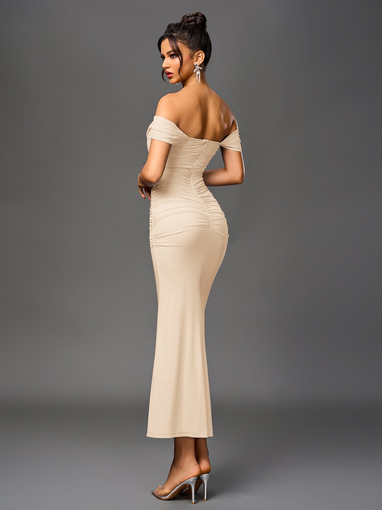Alina Off-Shoulder Ruched Bodycon Dress