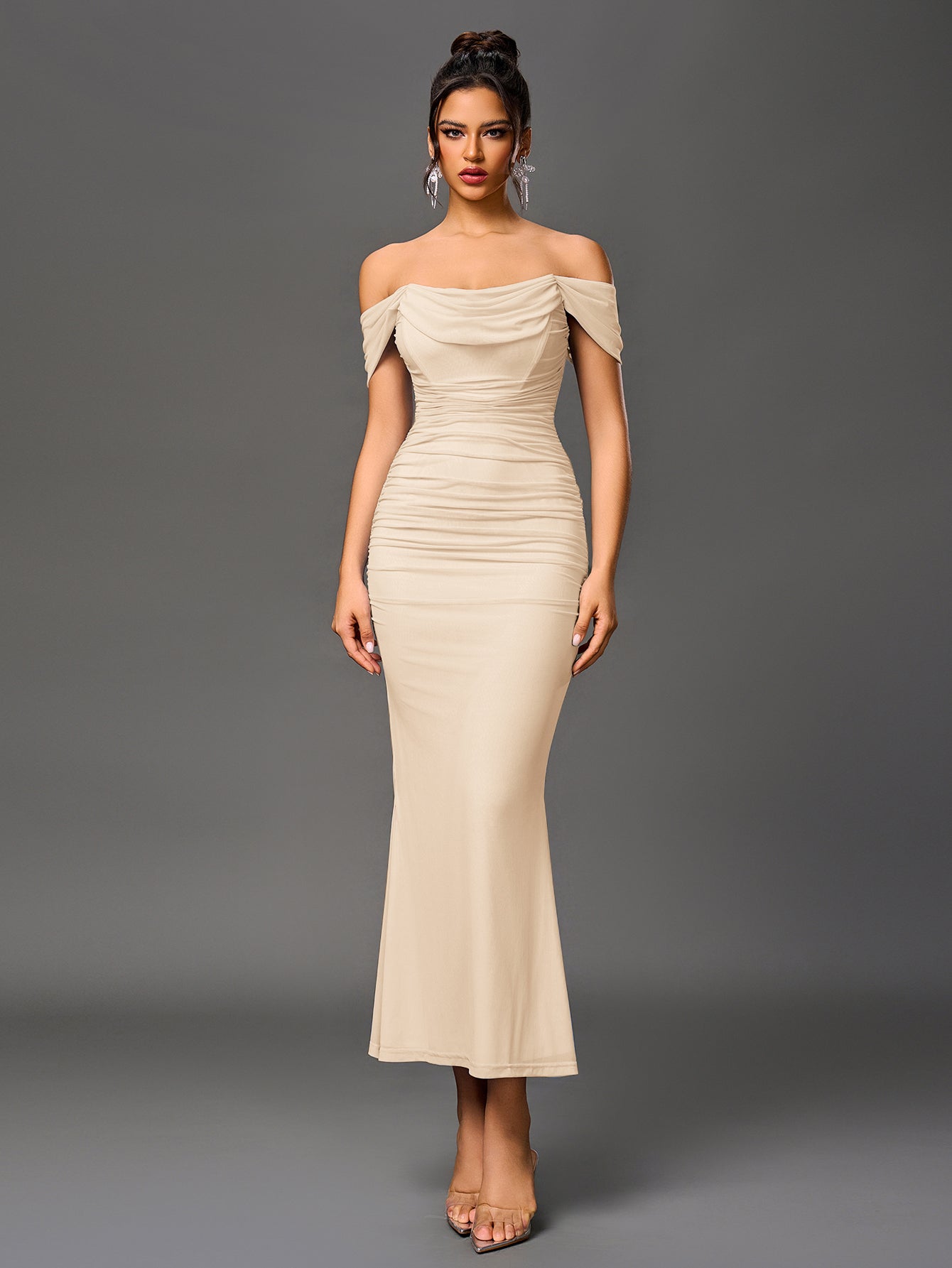 Alina Off-Shoulder Ruched Bodycon Dress