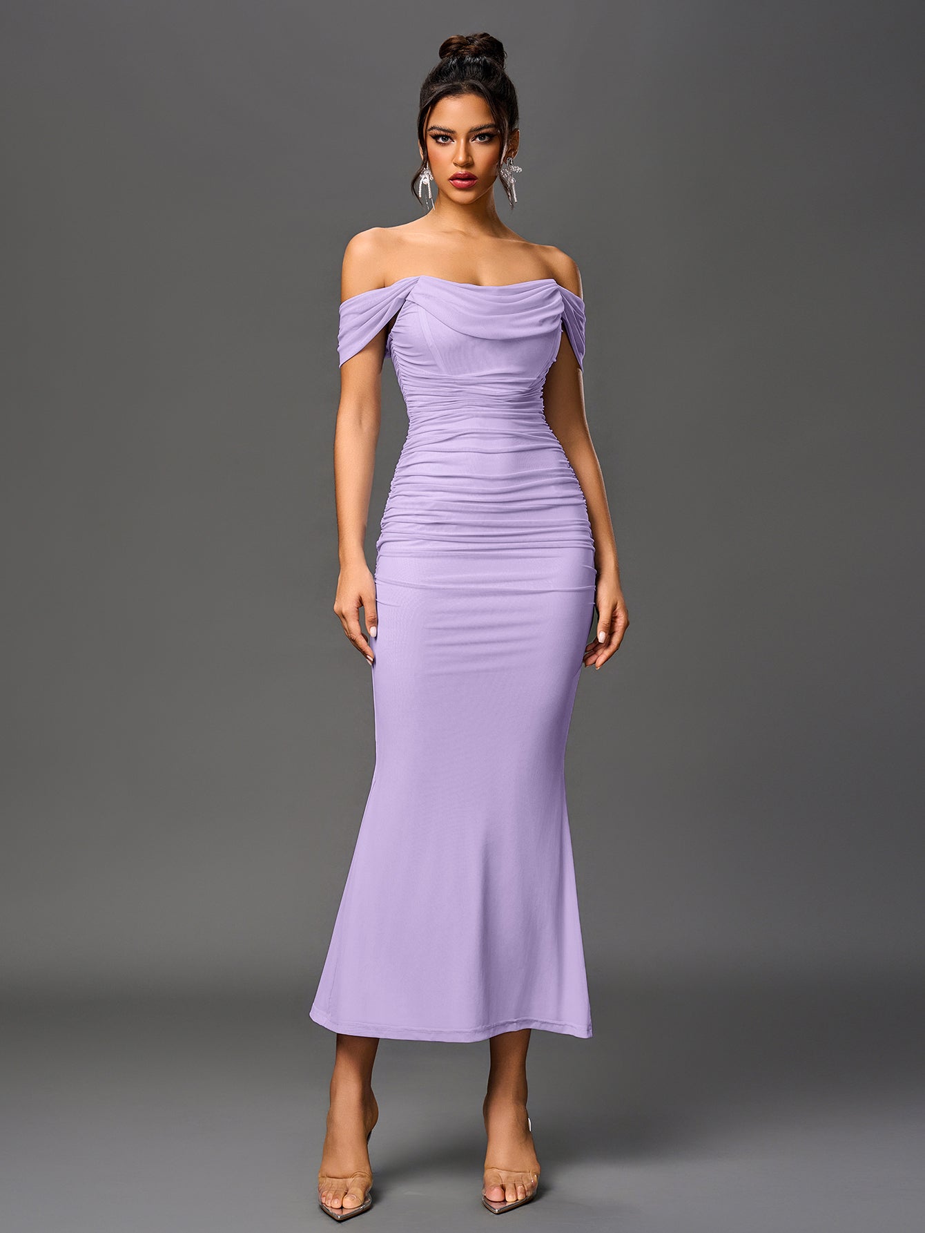 Alina Off-Shoulder Ruched Bodycon Dress