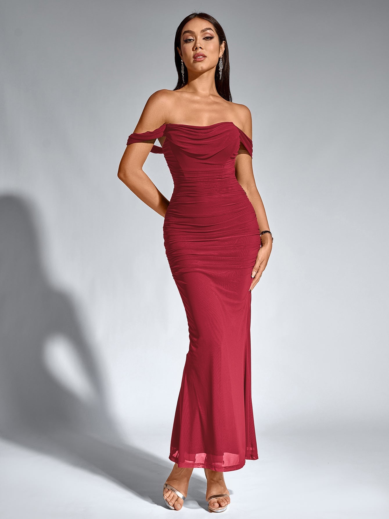 Alina Off-Shoulder Ruched Bodycon Dress
