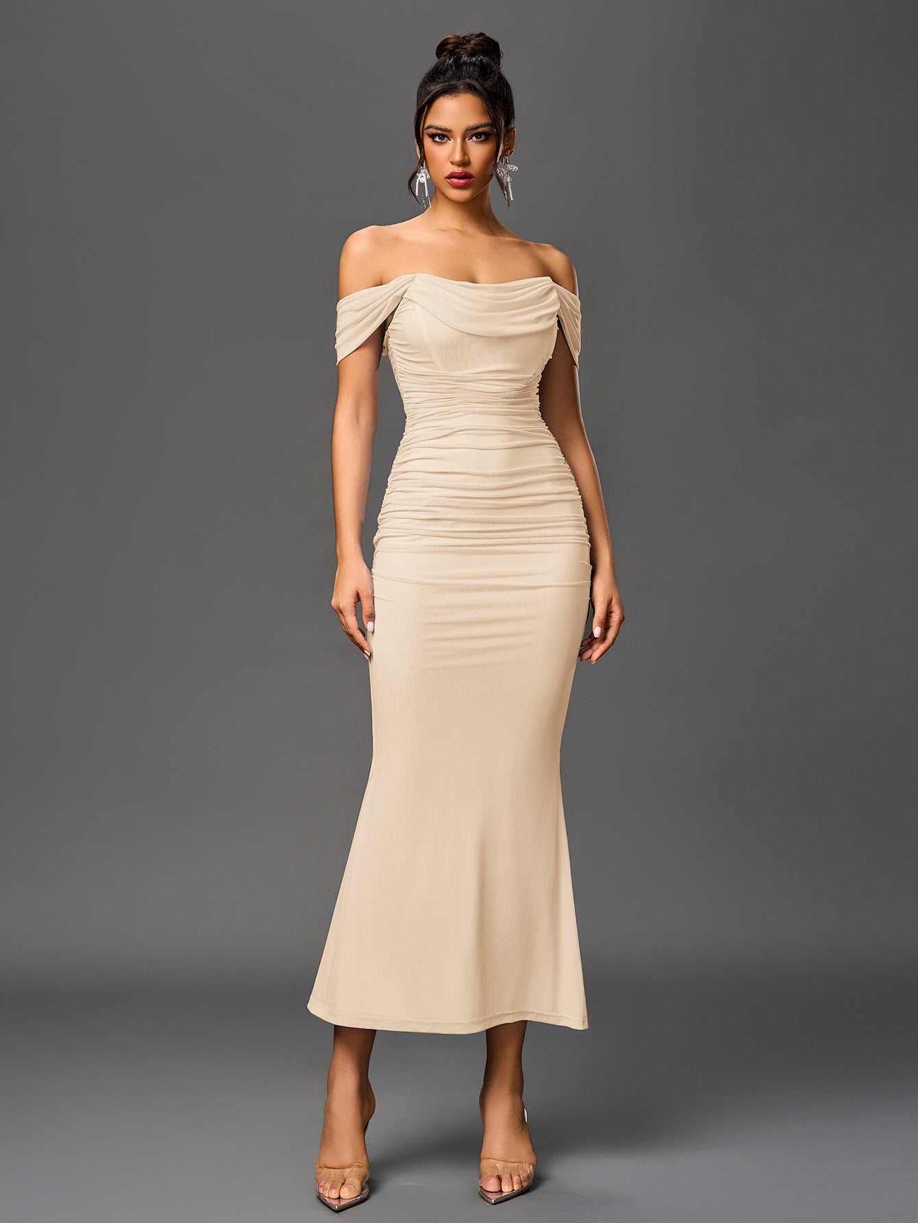 Alina Off-Shoulder Ruched Bodycon Dress