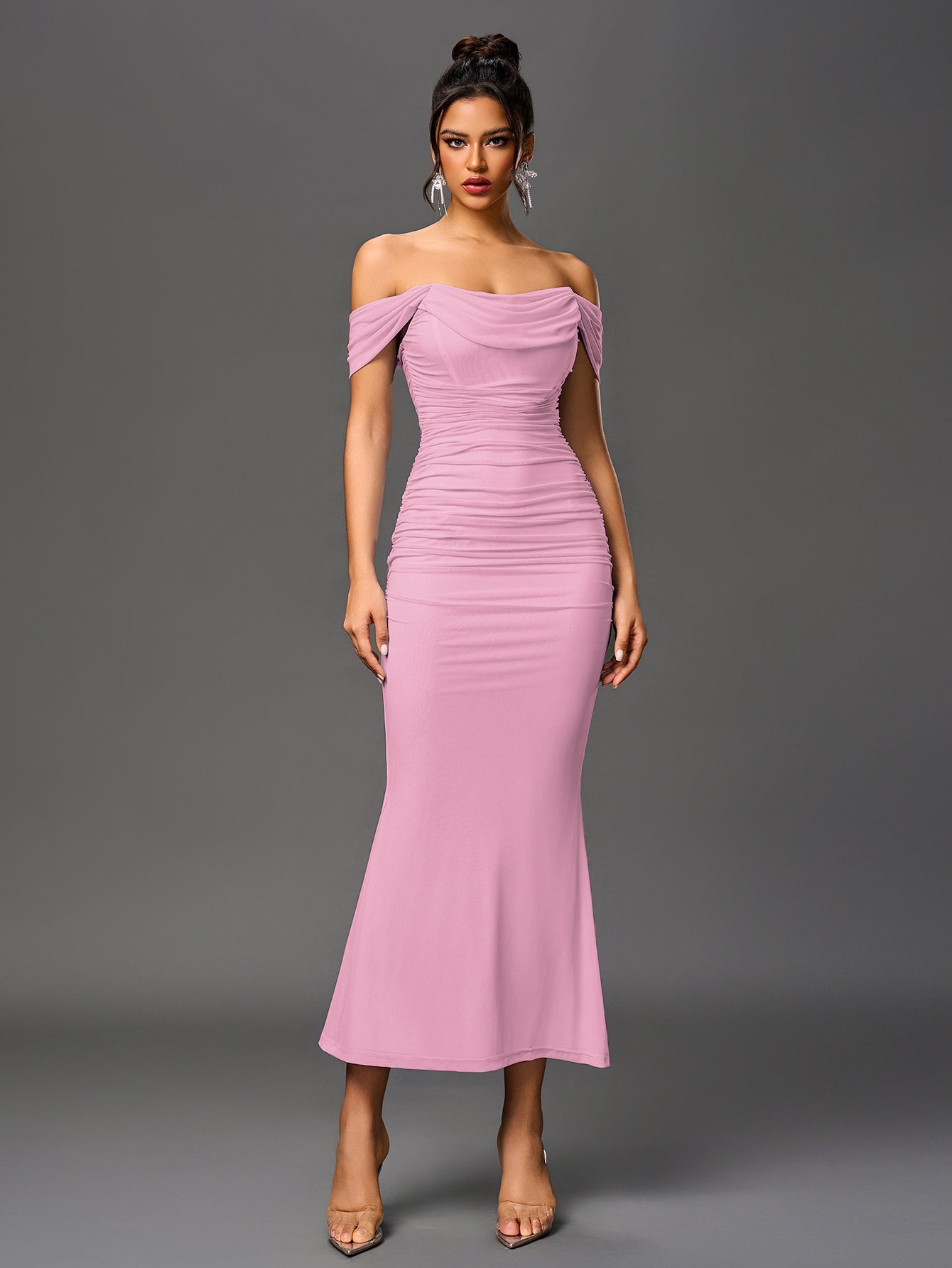 Alina Off-Shoulder Ruched Bodycon Dress