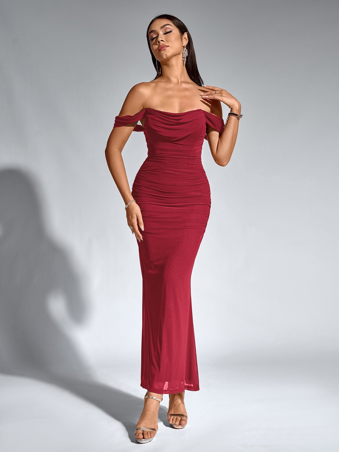 Alina Off-Shoulder Ruched Bodycon Dress