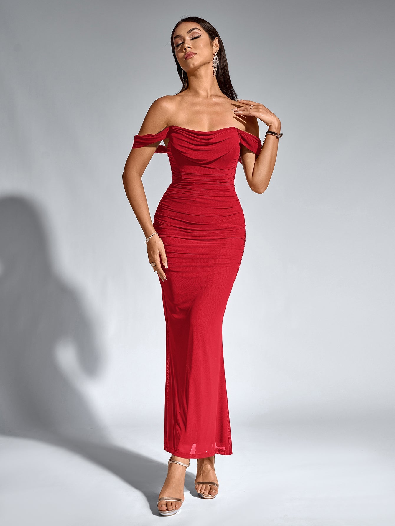 Alina Off-Shoulder Ruched Bodycon Dress