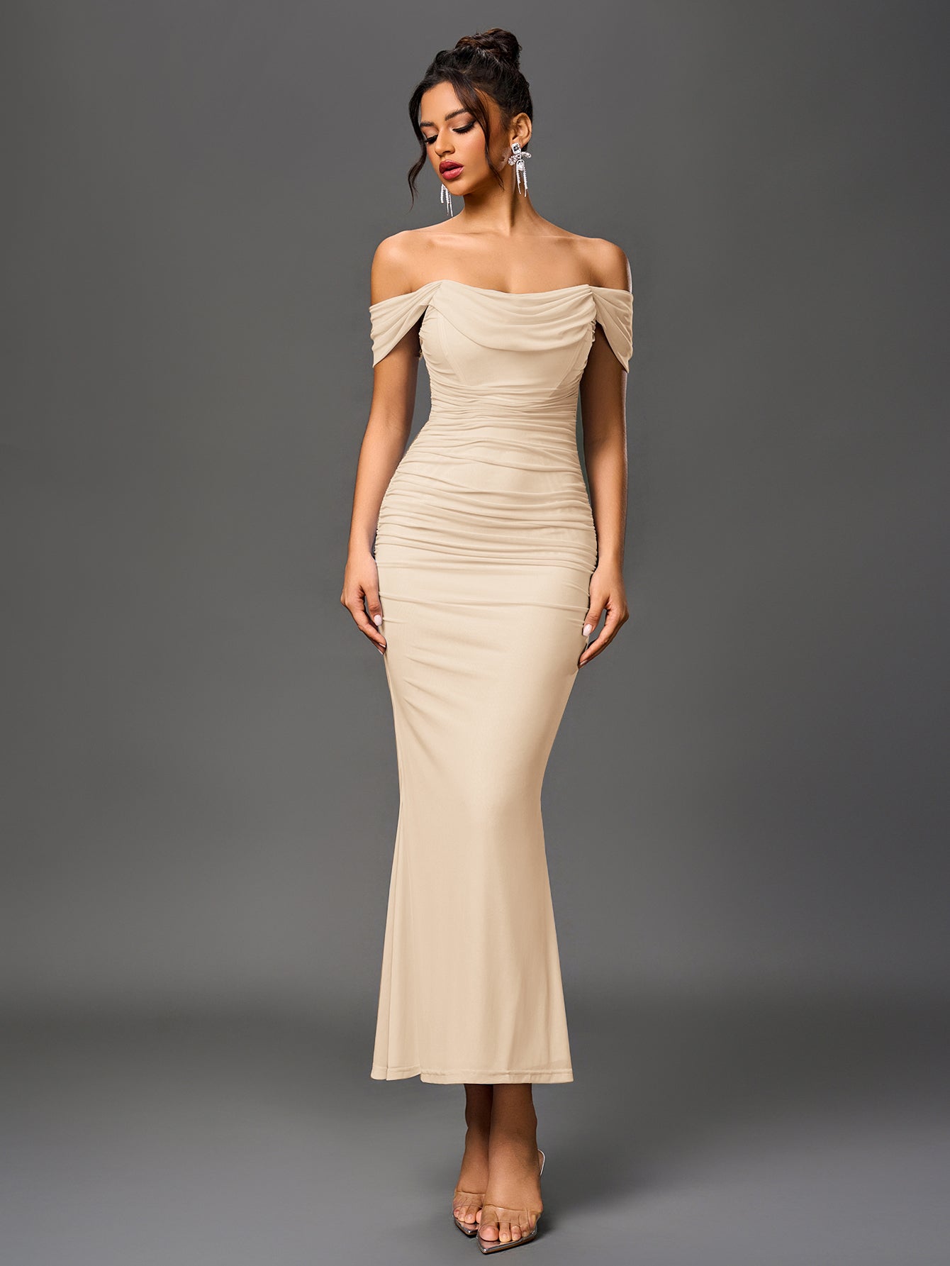 Alina Off-Shoulder Ruched Bodycon Dress