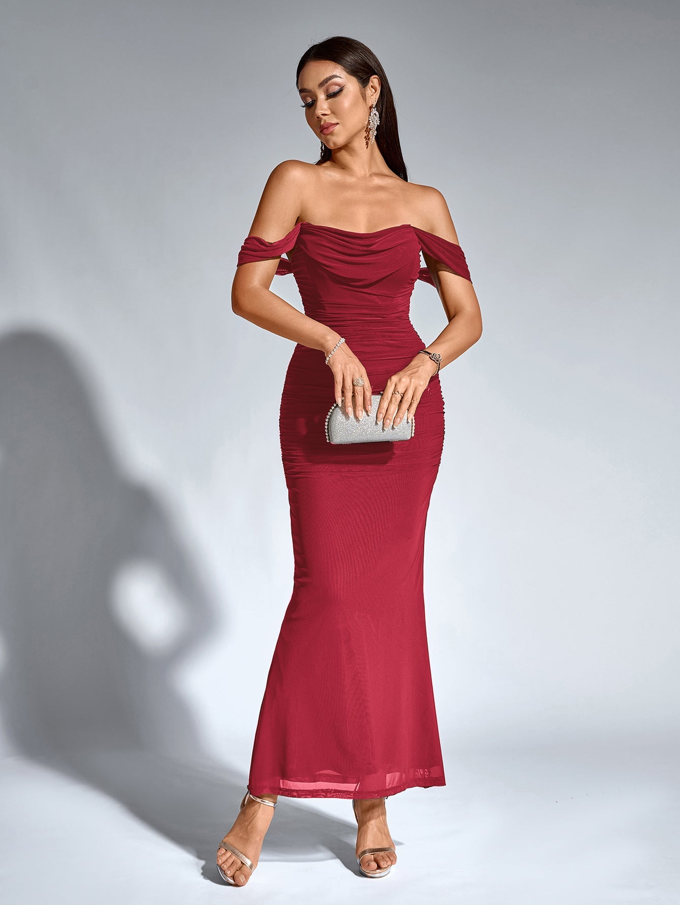 Alina Off-Shoulder Ruched Bodycon Dress