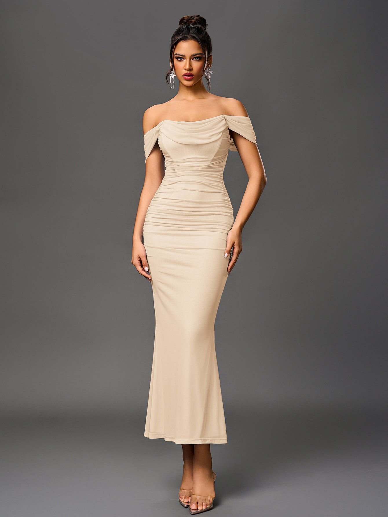 Alina Off-Shoulder Ruched Bodycon Dress