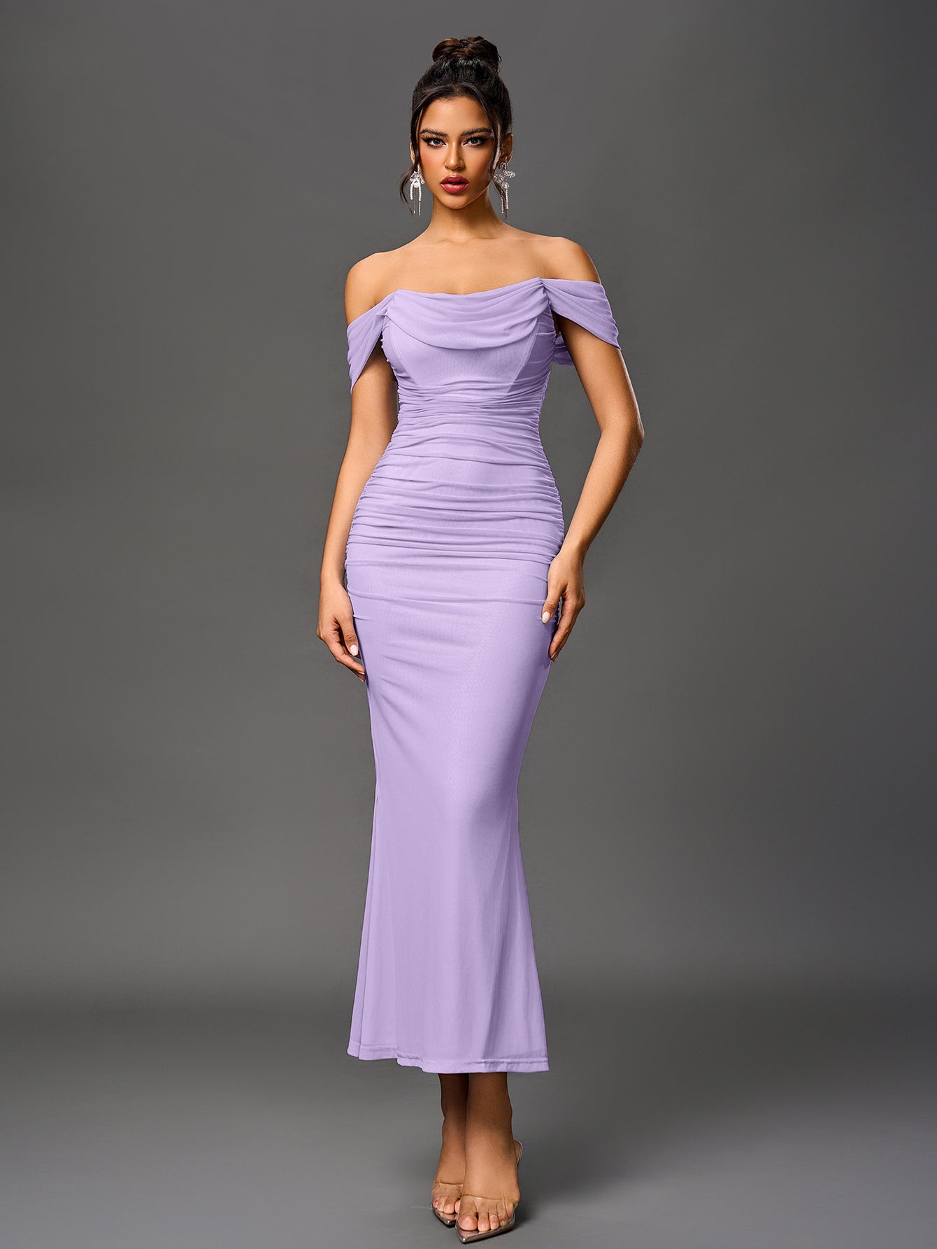 Alina Off-Shoulder Ruched Bodycon Dress