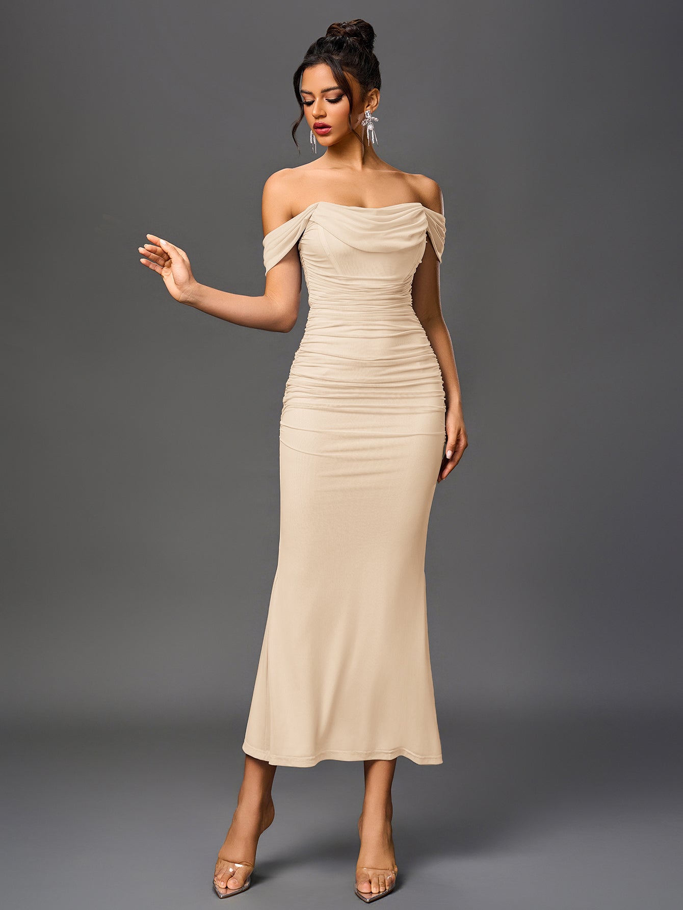 Alina Off-Shoulder Ruched Bodycon Dress