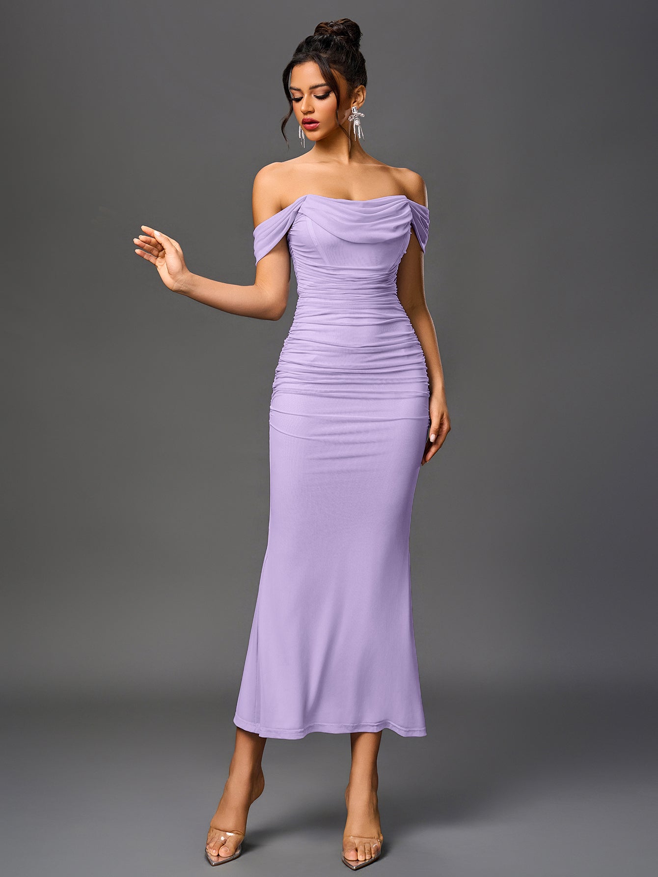 Alina Off-Shoulder Ruched Bodycon Dress
