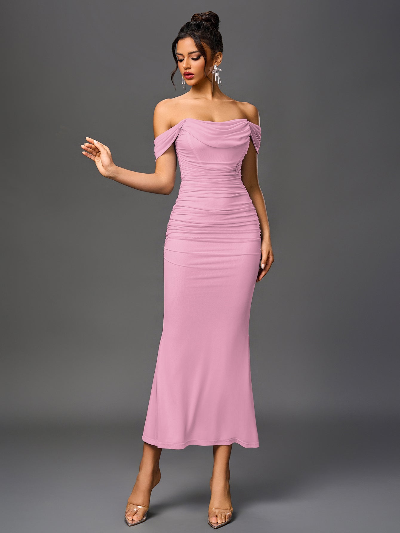 Alina Off-Shoulder Ruched Bodycon Dress