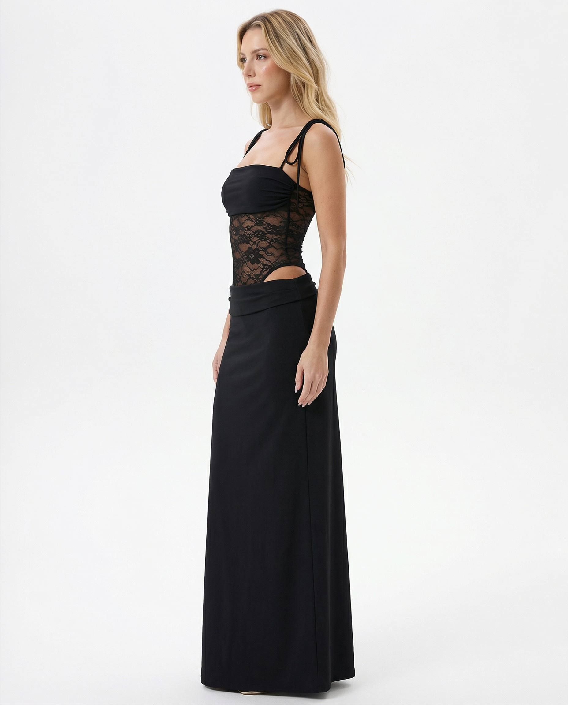 Lace Panel Maxi Dress