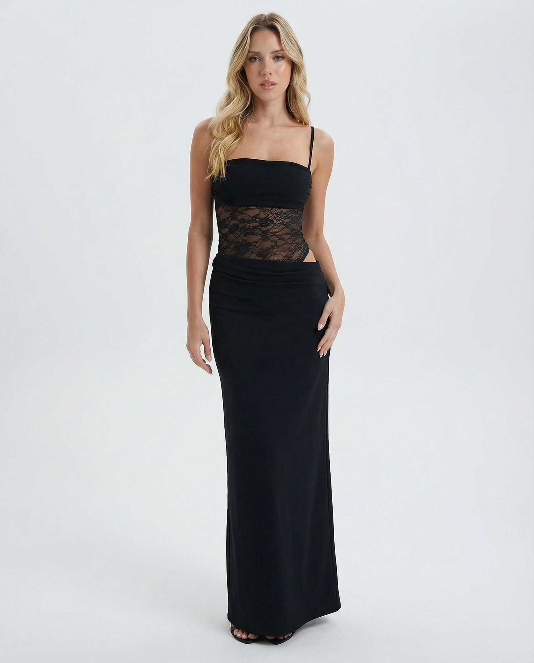 Lace Panel Maxi Dress