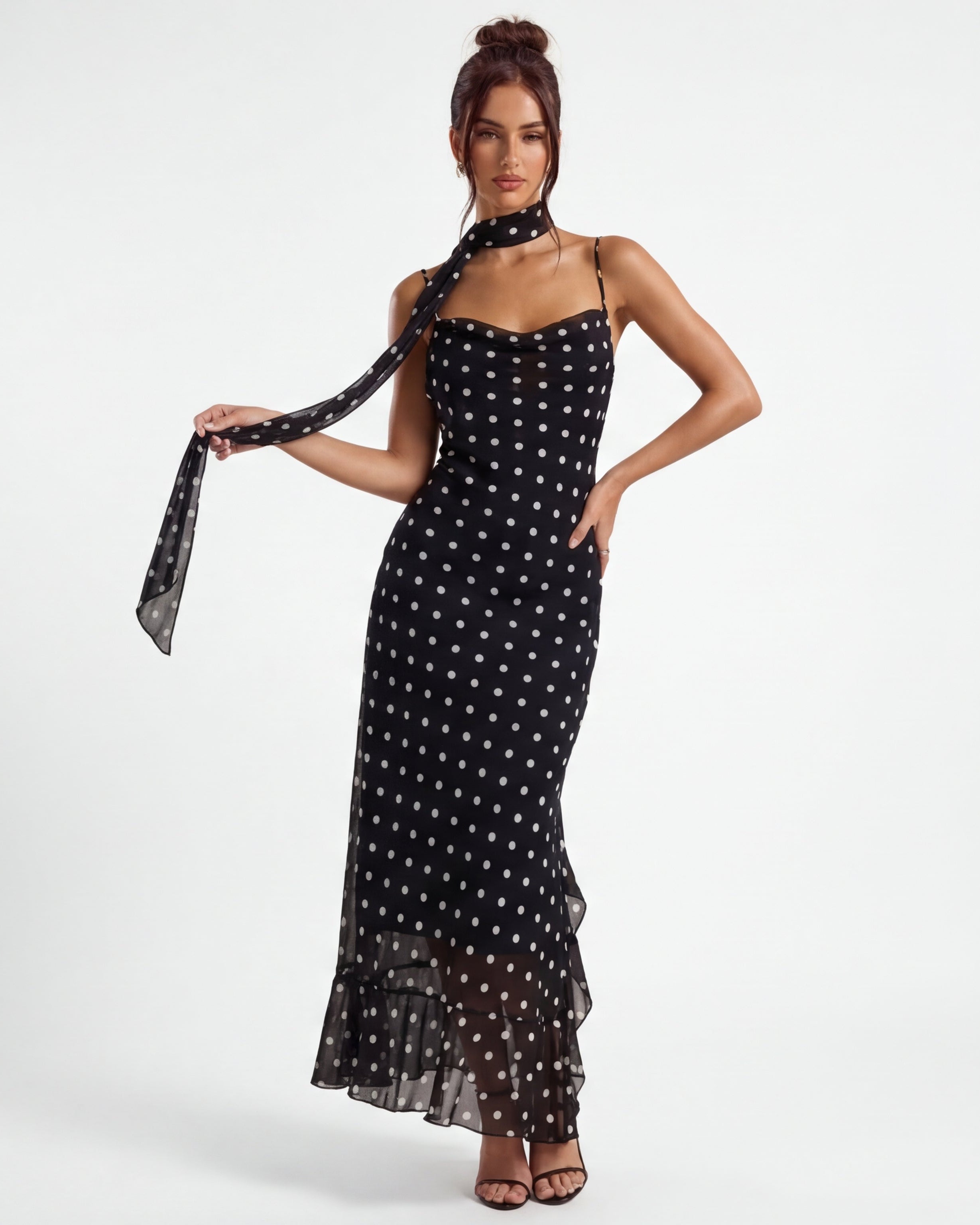 Noir Polka Maxi Dress