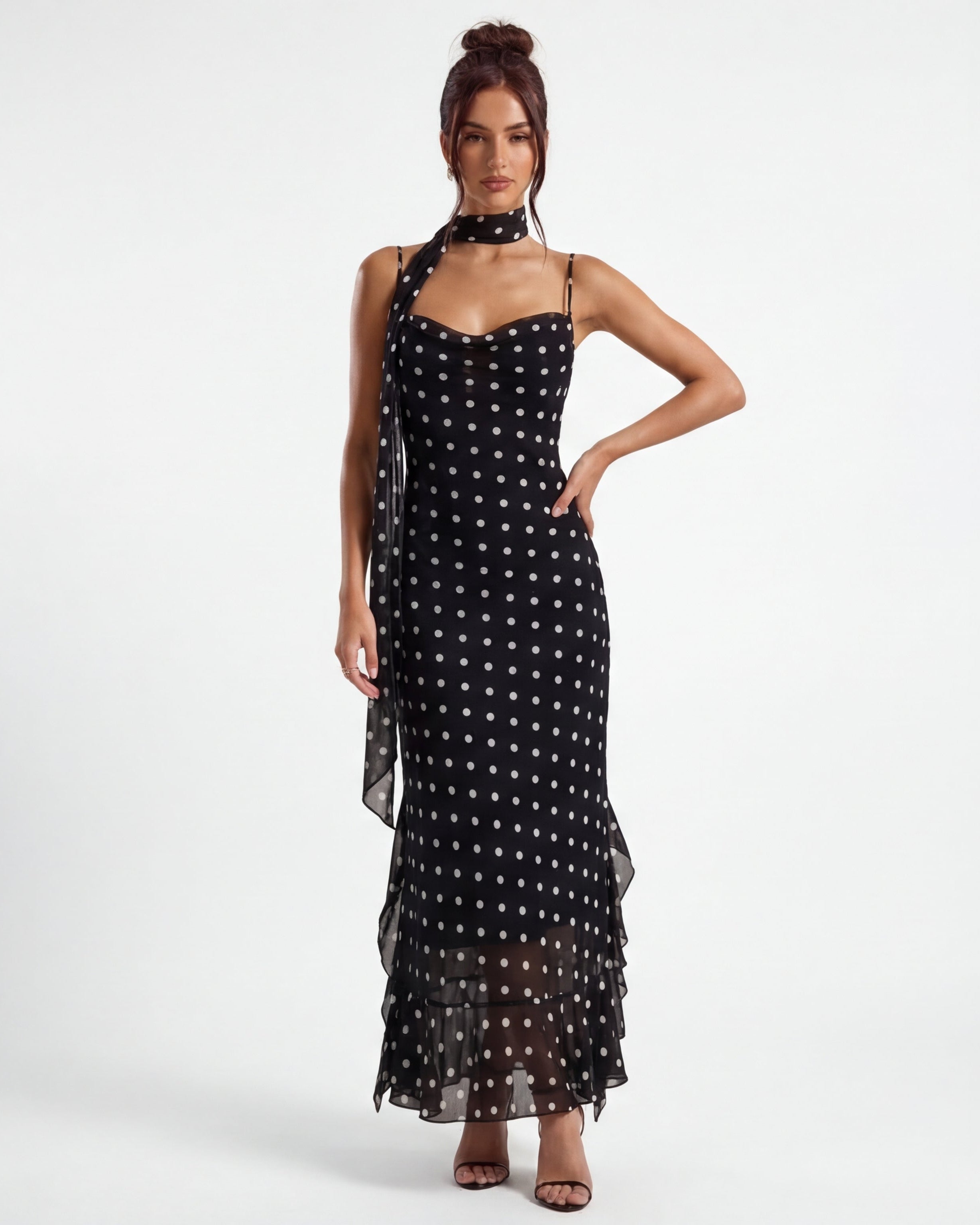 Noir Polka Maxi Dress