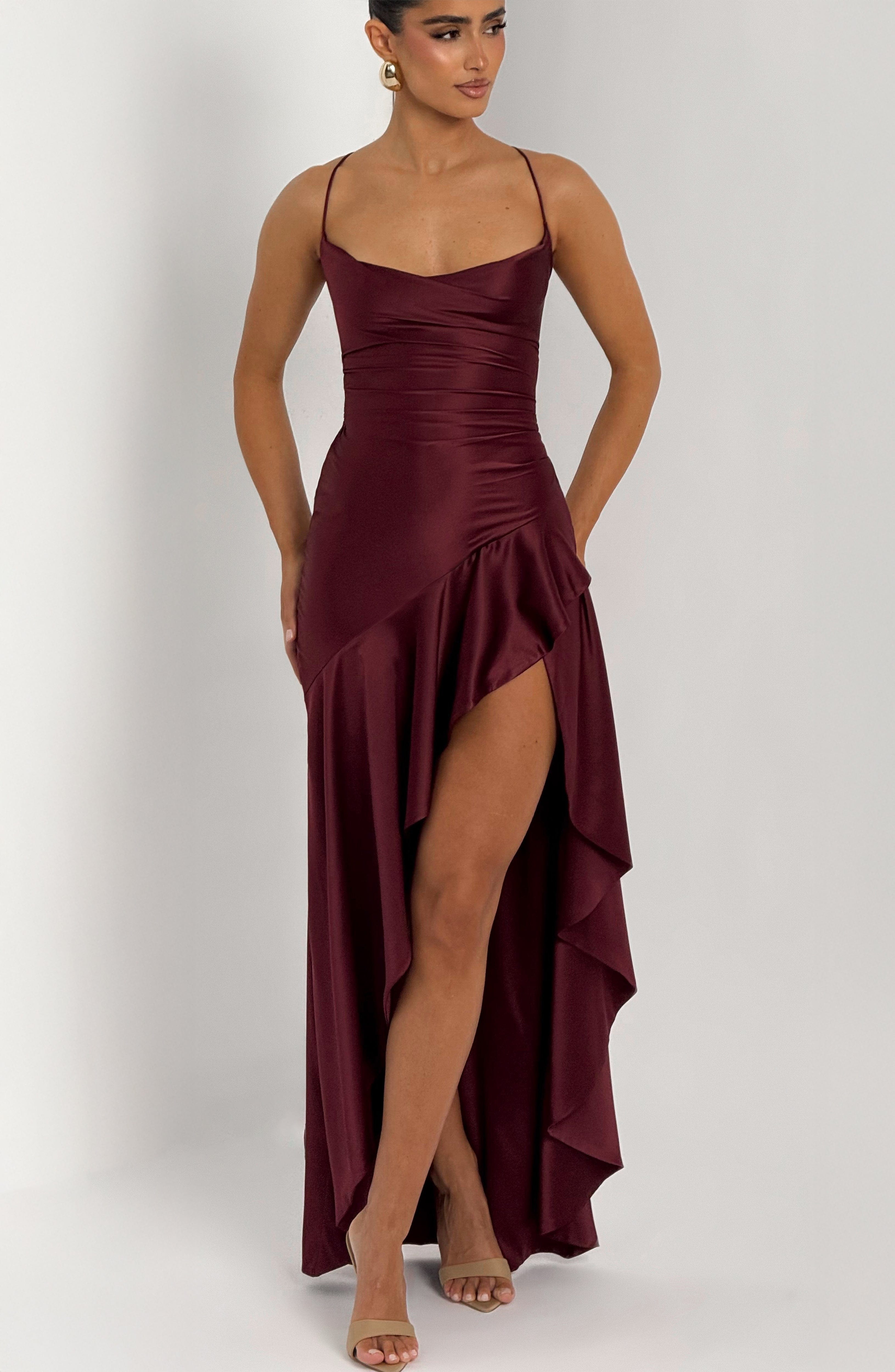 Samira Long Dress - Cherry Lacquer