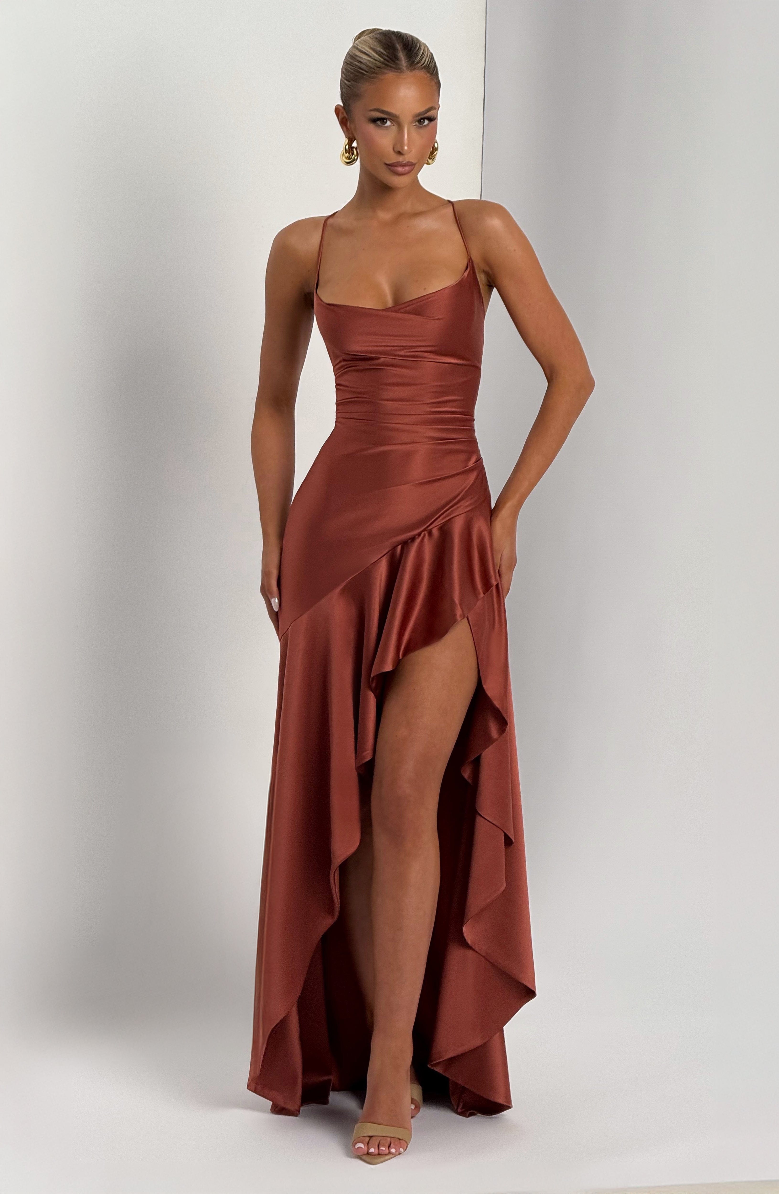 Samira Long Dress - Rust