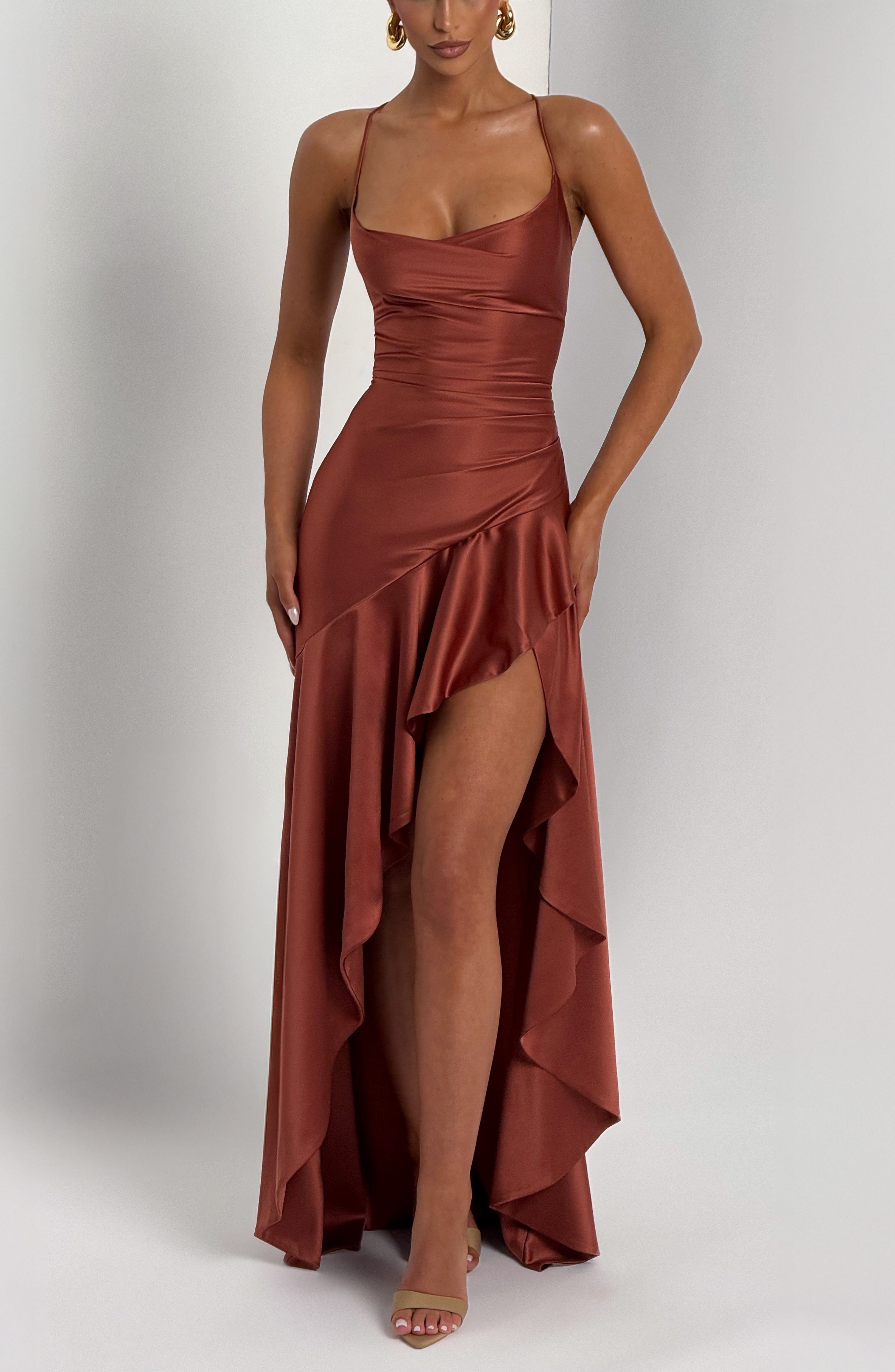 Samira Long Dress - Rust